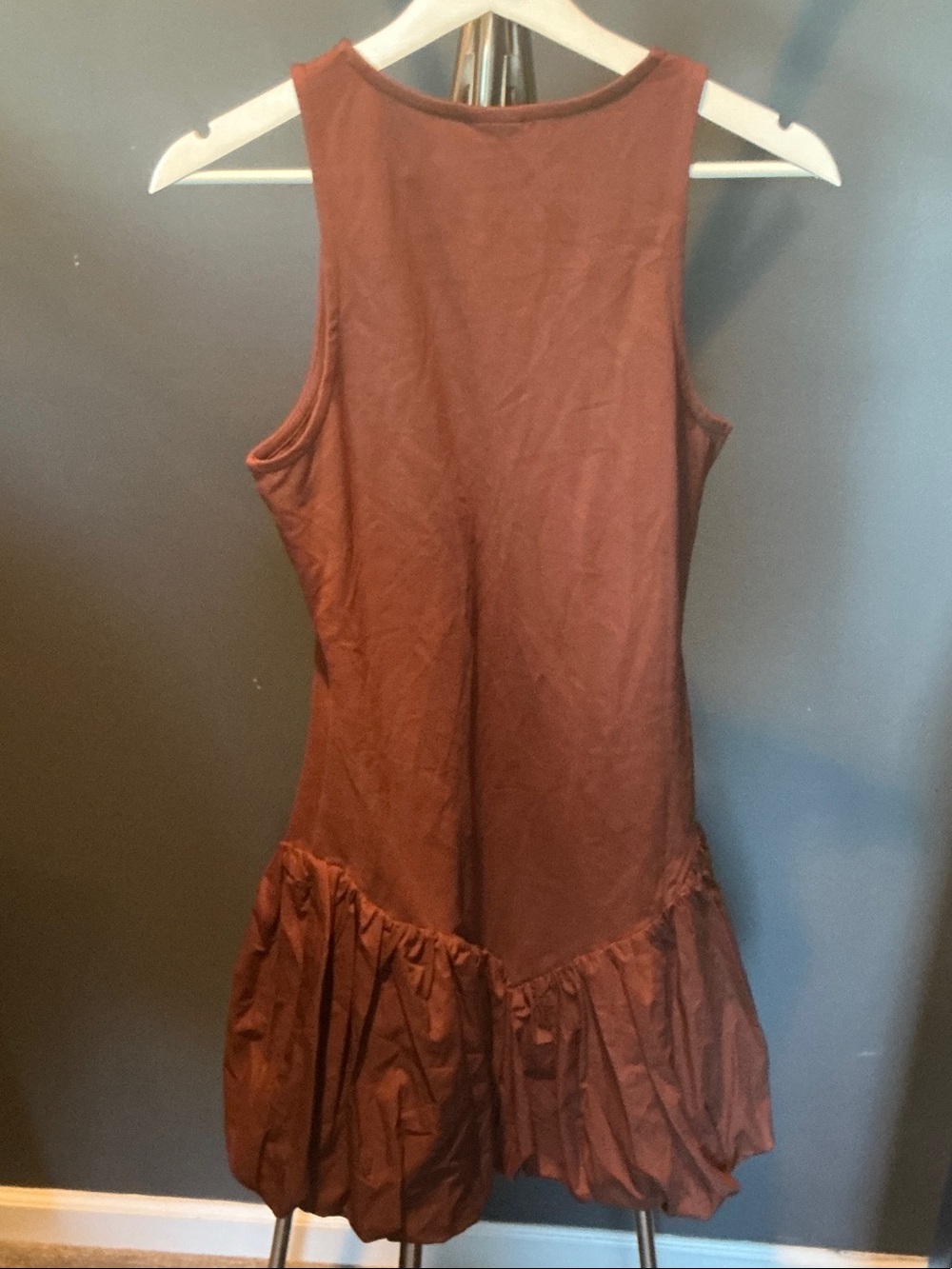 Rust Ruffle-Hem Mini Dress - Picture 3 of 5